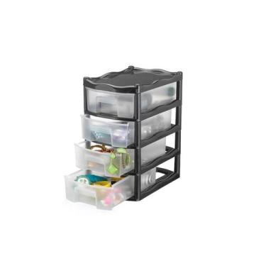 Imagem de Gaveteiro 4 Gavetas 28X18x32 Plástico Preto - INJEPLASTEC