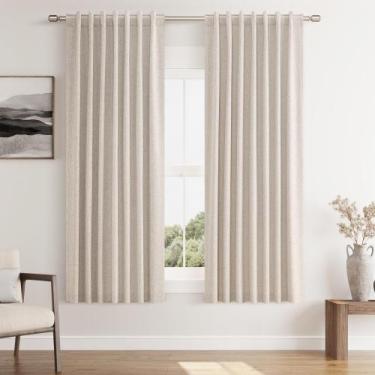 Imagem de Conjunto de cortinas Guken Oatmeal Linen Blackout 160 cm de compriment
