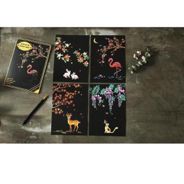 Imagem de 4pcs 20x14cm papel mágico da pintura da arte do risco com o brinquedo 