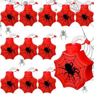 Imagem de Copos Teenyyou Spider 300 ml com tampas e canudos, 12 conjuntos