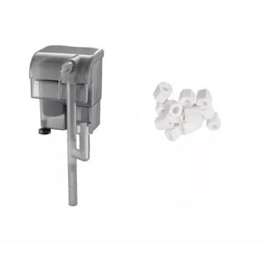 Imagem de Kit Filtro Aquário Externo HF-200 Hang-on Cascata para 40L com Refil + Mídia Biológica Brinde(110v)