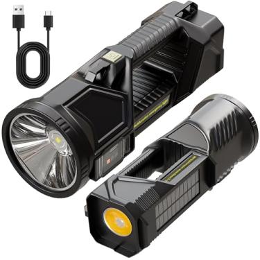 Imagem de Lanterna solar portátil recarregável, multifuncional, alta luminosidade, 17000 lúmens, 6 modos, lanterna de LED, luz estroboscópica de emergência e bateria de 5400 mAh para acampamento, luz de