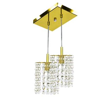 Imagem de Lustre Pendente Clearcast Duplo Cristal Legitimo Dourado