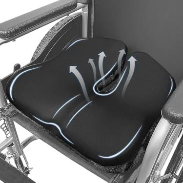 Imagem de SPRING SEAON Almofada de assento de cadeira de rodas, almofada ergonômica de espuma viscoelástica para alívio de pressão, ciática e dor no cóccix, fundo de borracha antiderrapante e removível para