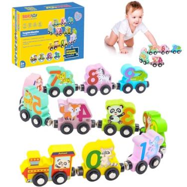 Imagem de Trem Veículos Magnético de Madeira Montessori Educativo Brinquedo Infantil Com Números e Animal (Trem Veículos Magnético de Madeira)