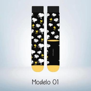 Imagem de Par de Meia Cano Longo Casual Divertida Infantojuvenil Adulto Feminina