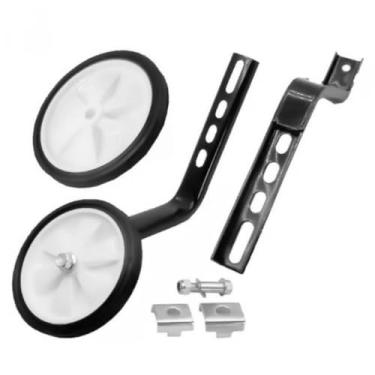 Imagem de Rodas Laterais de Treinamento para Bicicleta Infantil, Reguláveis, Reforçadas, Preto e Branco, Compatível com Aros 12 a 20 Polegadas