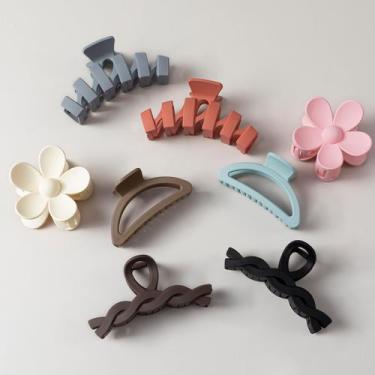 Imagem de Clipes de cabelo Sunolga Flower Claw Clips para mulheres, 8 peças