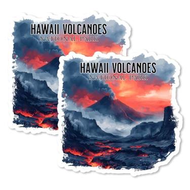 Imagem de Ímãs do Parque Nacional dos Vulcões do Havaí do Havaí 10 cm Pacote com 2 Kilauea Lava – Ímãs de viagem decorativos de vinil forte para geladeira armário cozinha escritório – Fofo divertido estética