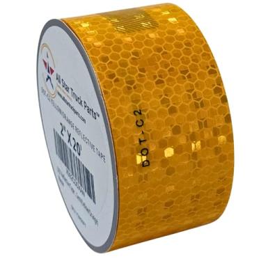 Imagem de Fita reflexiva DOT-C2, Amarelo/Laranja Aviso de Segurança Precaução Conspiciuity Fita para Ônibus Escolar Caminhão Trailer Barco Semi Motocicleta Bicicleta e Capacete ImpermeávelAll Star Truck Parts 2 IN x 20 FT RT-Y