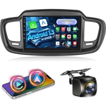 Imagem de 4 + 64 G para KIA Sorento 2015 2016 2017 2018 2019 2020 Android Car Stereo com Carplay sem fio e Android Auto - Rádio de tela sensível ao toque HD de 10 polegadas com 32EQ DSP/WiFi/GPS/link espelhado