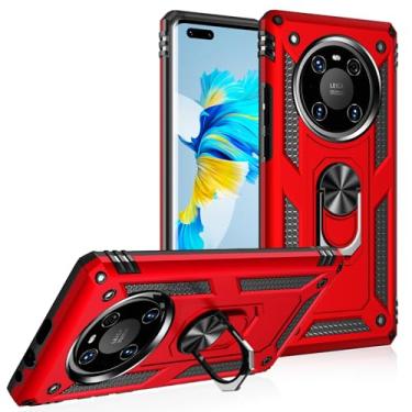 Imagem de SORAKA Capa para Huawei Mate 40 Pro com suporte para anel Capa Slim Fit de TPU macio Capa Huawei Mate 40 Pro 4G com placa de metal para suporte magnético de telefone para carro