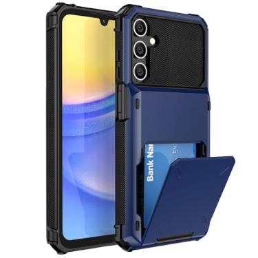 Imagem de SORAKA Capa para Samsung Galaxy A15 5G com porta-cartões PC TPU 2 em 1 capa dupla camada bumper capa anti-choque com capacidade para 5 cartões