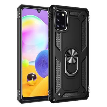 Imagem de SORAKA Capa para Samsung Galaxy A31 com suporte para anel Capa Slim Fit de TPU macio Capa Samsung Galaxy A31 com placa de metal para suporte magnético de telefone para carro