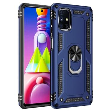 Imagem de SORAKA Capa para Samsung Galaxy M51 com suporte para anel Capa Slim Fit de TPU macio Capa Samsung Galaxy M51 com placa de metal para suporte magnético de telefone para carro