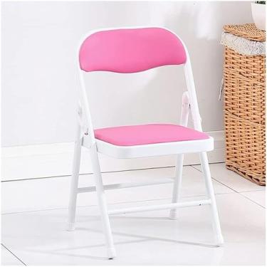 Imagem de NEWCES Cadeira dobrável cadeira dobrável estofada assento de jantar acolchoado portátil sem braço para sala de estar interior quarto de meninas cadeira de evento forte e resistente (cor: sim, tamanho: 53 cm)