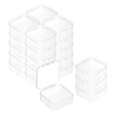 Imagem de PATIKIL 48 caixas de mini recipientes de plástico transparente, caixa organizadora de contas de 4,6 x 4,6 cm com tampa articulada, suporte quadrado, estojos de plástico para itens de joias, artesanato