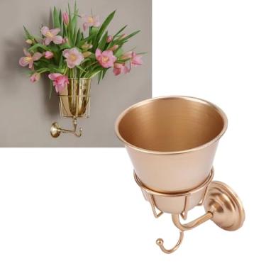 Imagem de ASHATA Vaso de parede, organizador de pendurar vintage de aço inoxidável para plantas artificiais, gancho embutido, decoração de banheiro