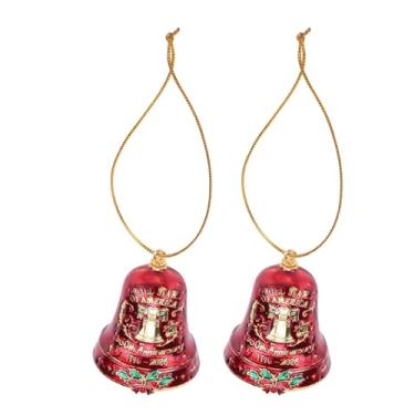 Imagem de Luqeeg 2 Peças de Enfeite de Sino para o 250º Aniversário, Ouro Vermelho Decoração de Suspensão de Sino de Natal em Metal 3D com Detalhes Comemorativos para Jardim Campainha