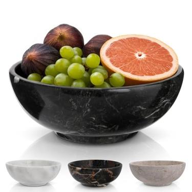 Imagem de Gusto Nostro Tigela decorativa de mármore preto de luxo para mesa de centro - Tigela de frutas moderna elegante para balcão de cozinha - Entrada de pedra pesada para pegar todas as chaves, joias