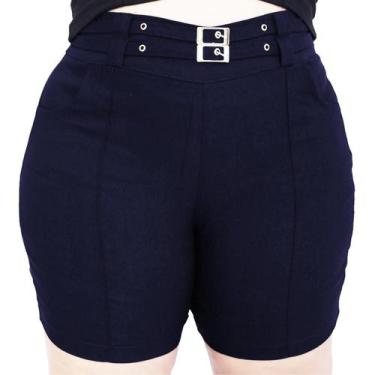 Imagem de Shorts Feminino Plus Size Cintura Alta Lycra Com Bolso Cinto - JG Esti