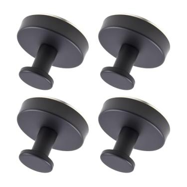 Imagem de Ganchos de ventosa sem perfuração de aço inoxidável ganchos de toalha resistentes para banheiro, chuveiro, vidro, espelho, parede – pacote com 4, preto (preto)