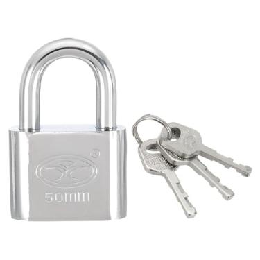 Imagem de PATIKIL Cadeado com chave, 5 cm de largura, pino de aço, cadeados marinhos com chave diferente para porta ao ar livre, cerca, ferrolho armário, caixa de ferramentas de armazenamento, armário de