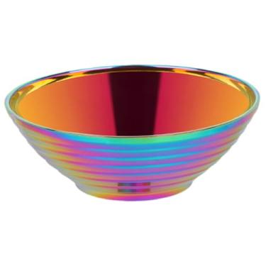 Imagem de KiBcsLic Tigela de aço inoxidável para servir tigelas de camada dupla para udon soba pho tigelas de macarrão ramen multifuncionais tigela de sopa de macarrão, Colorido