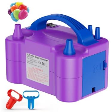 Imagem de Motorenbau Bomba Elétrica Para Balões, Inflador Elétrico Portátil Com Bico Duplo Para Decoração De Festas, Bomba Sopradora De Balões 110V 600W - Roxo