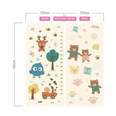 Imagem de Tapete Infantil Dobrável 180x150cm – Bosque Encantado com Ursinhos Brincando Dupla Face