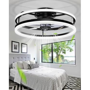 Imagem de STROLITE Ventiladores De Teto Fandelier Com Luzes E Controle Remoto, Ventilador De Teto Moderno De Quarto De 19,7 Polegadas, Luz Led Regulável De 3000K-6000K, Ventilador De Teto Inteligente Com Luz