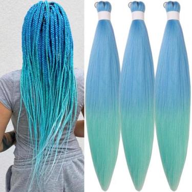 Imagem de Braiding Hair Leticia, pré-esticada, azul, verde, azul-petróleo, 26 po