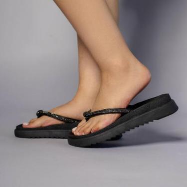 Imagem de Chinelo Sandália Feminina Papete Confortável Com Brilho Dia a Dia - Po