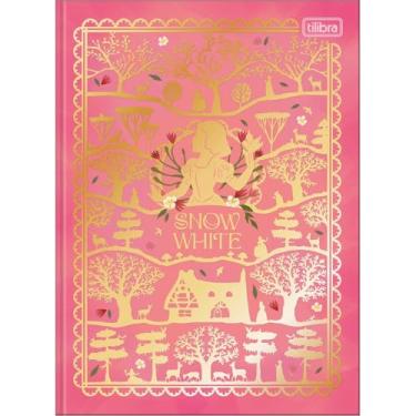 Imagem de Tilibra - Caderno Brochura Capa Dura Colegial Branca de Neve 80F - Fundo Rosa - Silhuetas
