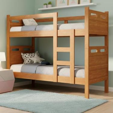 Imagem de Beliche Solteiro Compacta 2 em 1 Robusta e Segura Vira Duas Camas Elegantes (Nature)