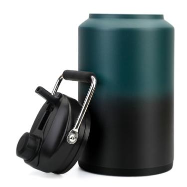Imagem de Tronco Garrafa de água de 1 galão, garrafa de água grande de aço inoxidável com isolamento a vácuo de parede tripla de 3,6 g com tampa e bico de palha, mantenha frio por 48 horas, alça superior, à