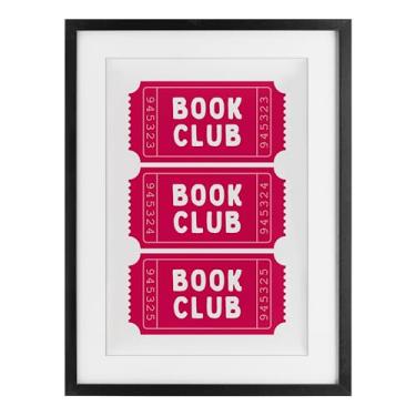 Imagem de Stupell Industries Bilhetes Pink Book Club Impressão emoldurada preta sob vidro, design por Lettered and Lined, 20 x 14