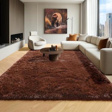 Imagem de ONASAR Tapetes marrons 15 x 23 cm para sala de estar e quarto, tapete de cabeceira grande e fofo, tapete felpudo macio para berçário, crianças, meninas, adolescentes, dormitório, casa, escritório