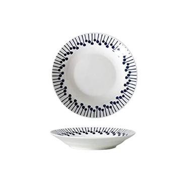 Imagem de Conjunto de 4 pratos de jantar de cerâmica de prato de serviço, conjunto de pratos de jantar de 20 cm para uso na cozinha de restaurante, forno de microondas, lavável na lava-louças (branco) pratos