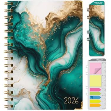 Imagem de Agenda Hardcover 2026, 14 cm x 20 cm: 14 meses (novembro de 2025 a dezembro de 2026), agenda mensal diária, agenda anual, marcador de livro, pasta de bolso e conjunto de notas adesivas (mármore