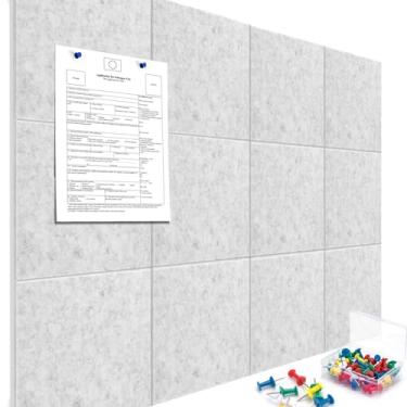 Imagem de Tábuas de cortiça para paredes 122 x 91 cm, placa de feltro alternativa, pacote com 12 quadros de avisos de azulejos de feltro para parede, quadro grande de cortiça para escritório, quadro de pinos