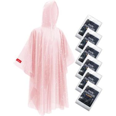 Imagem de Pacote com 6 ponchos de chuva impermeáveis descartáveis Hitituto Pink