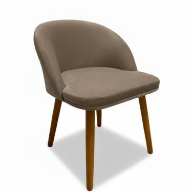 Imagem de Cadeira Pétala Slim Decorativa Tecido Veludo Pés Palito, CAPPUCCINO