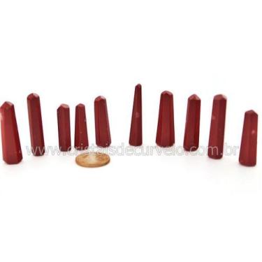 Imagem de 100 Mini Pontinhas de Jaspe Vermelho Lapidado - Tamanho 2,5 cm - Pedra