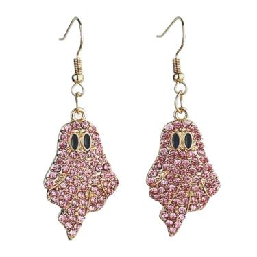 Imagem de Brincos de fantasma de Halloween para mulheres, lindos brincos de fantasma de Halloween com strass para mulheres, bijuterias de festa de cosplay, Medium, Metal, Sem pedra preciosa