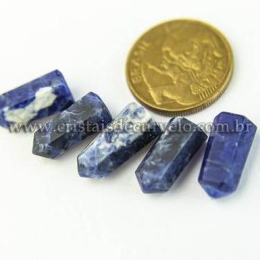 Imagem de 05 Micro Pontinha Pedra Sodalita Azul 15mm para Montar Joias - Cristai