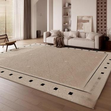 Imagem de Tapete de cor creme para sala de estar e quarto, minimalista, antiderrapante, resistente ao desgaste, tamanho grande, decoração para casa (160 x 200 cm (5,3 x 6,6 pés/XSQ-QR-195)