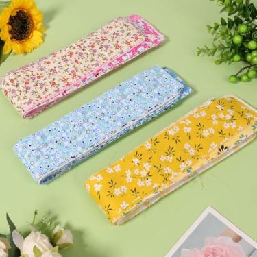 Imagem de DJAPWPX 120 peças de retalhos de tecido de algodão floral, tecido acolchoado de algodão, pacotes de tecido de mistura de colcha pré-cortada com padrão de pontos para costura e artesanato, 6,5 x 50 cm