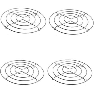 Imagem de Kit 4 Descansos de Panela de Metal Cromado Redondo 20cm – Proteção de Mesas, Antideslizante e Durável