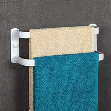 Imagem de Toalheiro, toalheiro, toalheiro, toalheiro, toalheiro de banheiro, suporte de toalha de parede multicamadas de alumínio com deslocamento espacial para banheiro e cozinha, três camadas/branco/camada